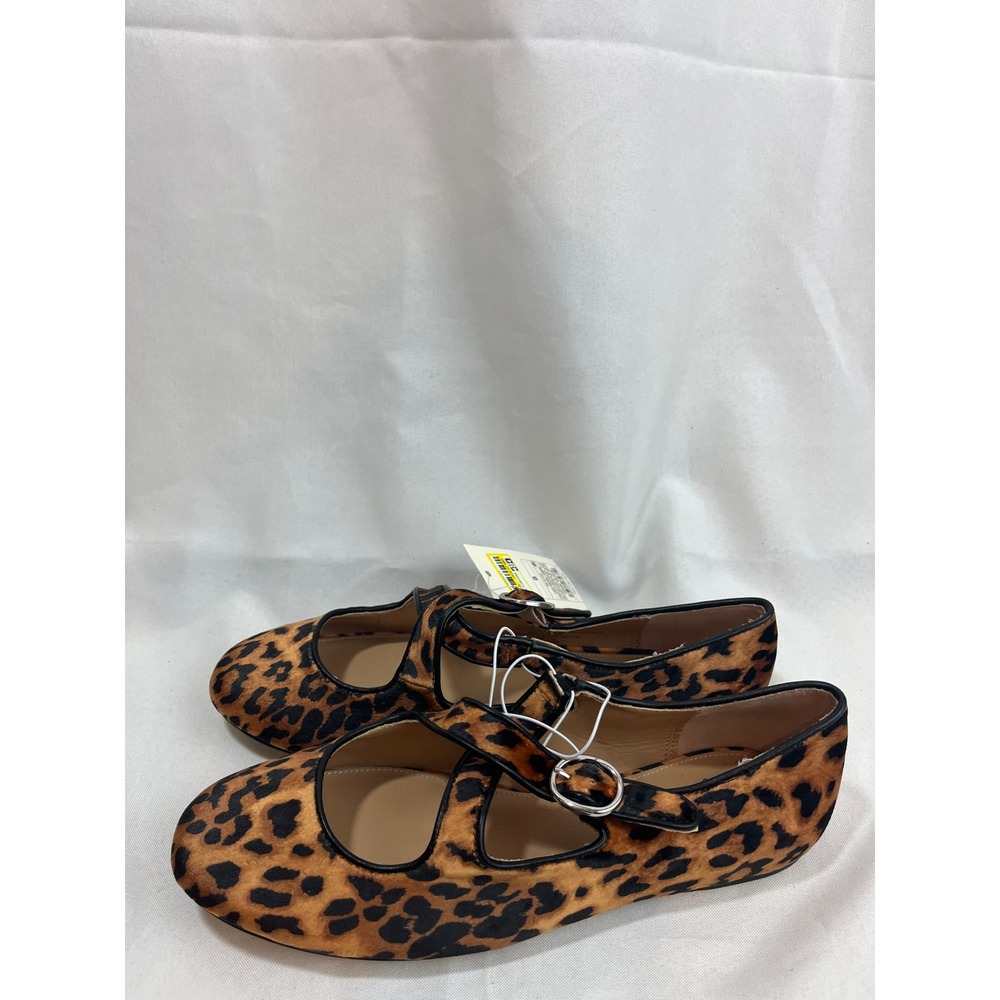 A New Day Jasmin Leopard Print Mary Jane Flats Brown Animal Print‎ Buckle Size 8